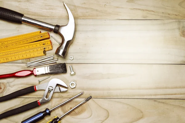 Tools on wood — Stock Photo, Image