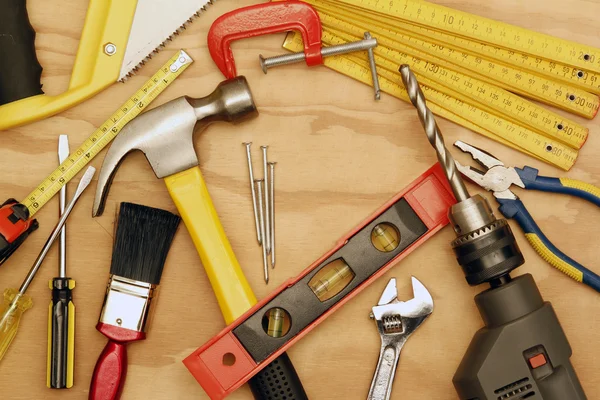 Tools on wood — Stockfoto