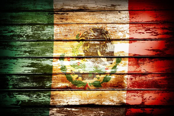 Mexicaanse vlag op planken — Stockfoto