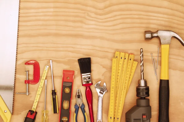Tools on wood — Stok fotoğraf