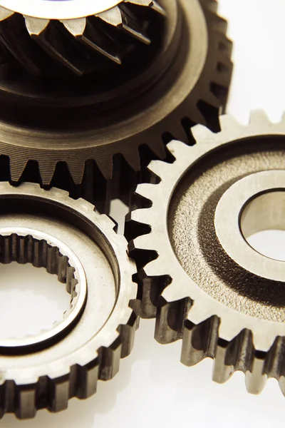 Three steel gears Stock Photo