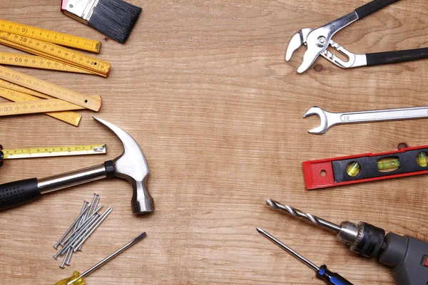 Tools on wood — Stock Photo, Image