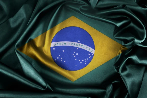 Hedvábné Brazílie vlajka — Stock fotografie