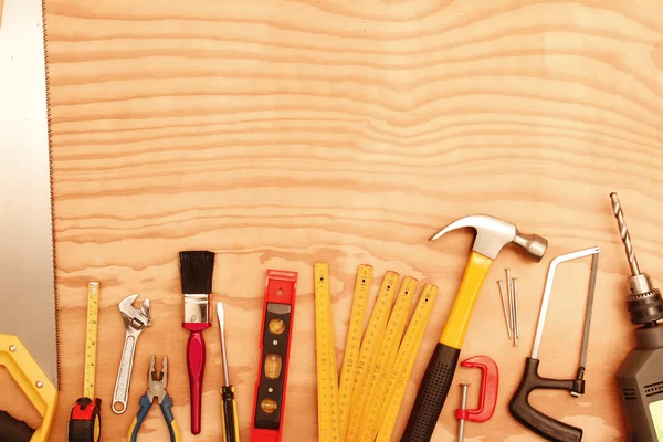 Tools on wood — Stok fotoğraf