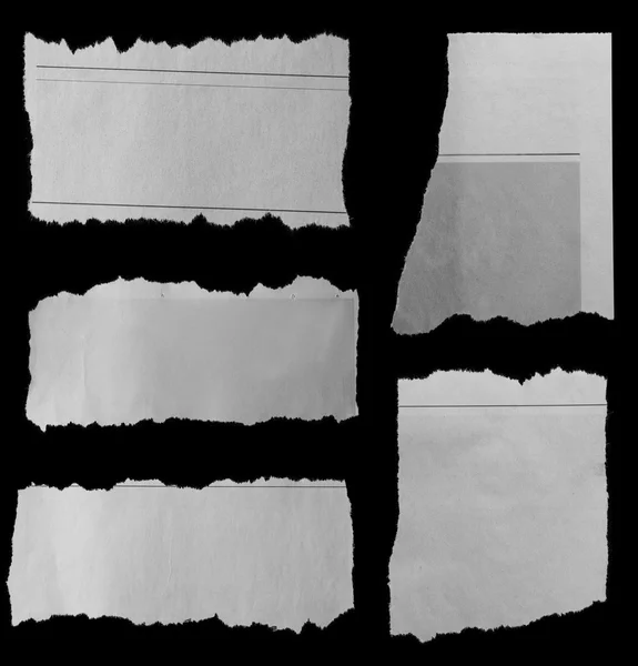 Пять порванных бумаг — стоковое фото