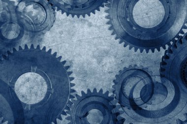 Gears'ın mavi zemin üzerine