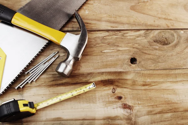 Tools on wood — Stok fotoğraf