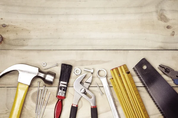 Tools on wood — Stock Photo, Image