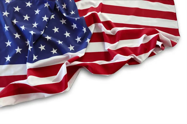 Primer Plano Bandera Estadounidense Sobre Fondo Blanco —  Fotos de Stock