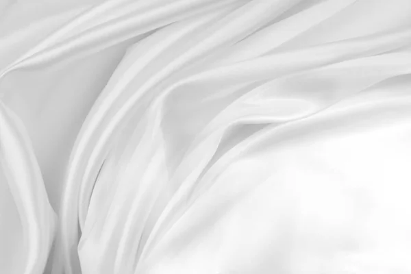 Closeup Linhas Tecido Seda Branca Ondulada — Fotografia de Stock