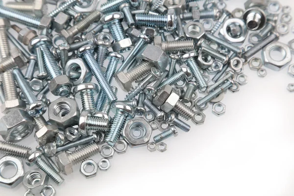 Chrome Nuts Bolts Close — Stock Photo, Image