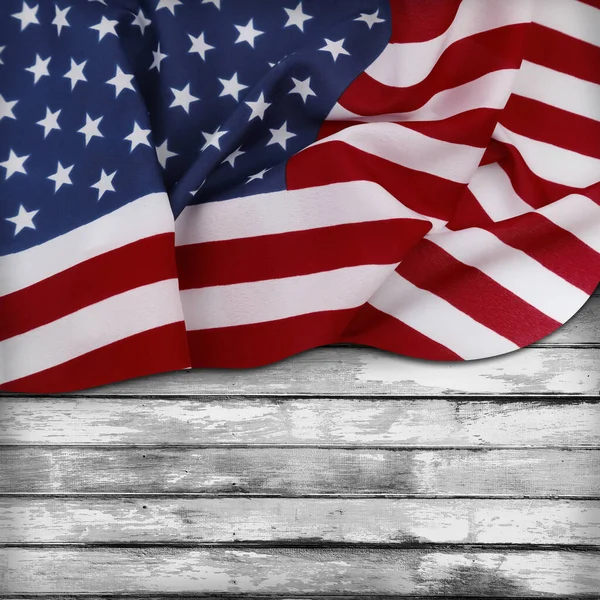 Amerikanische Flagge Und Holzbretter — Stockfoto