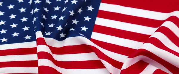 Nahaufnahme Einer Gerafften Amerikanischen Flagge — Stockfoto