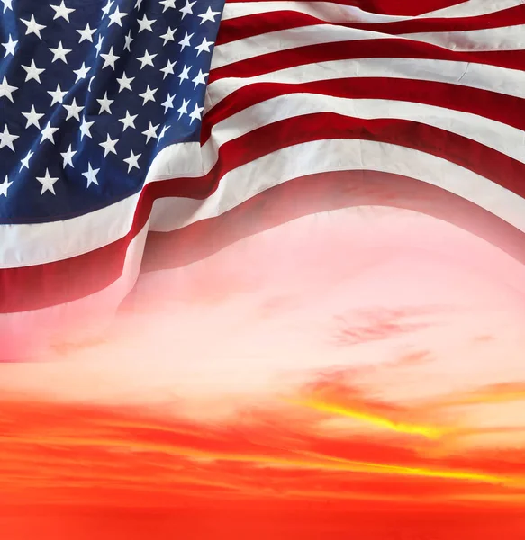Американский Флаг Солнечном Небе — стоковое фото