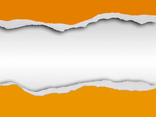 Ripped Orange Paper White Background Space Copy — Stock Photo, Image