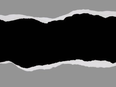 Siyah arkaplan üzerinde yırtılmış gri kağıt, kopyalamak için boşluk