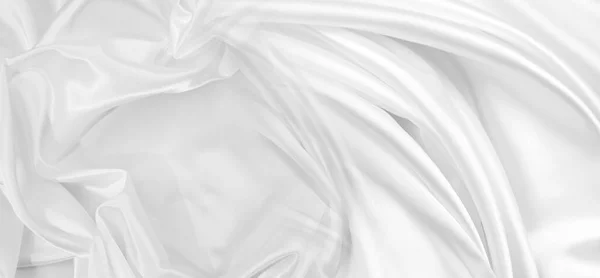Closeup Linhas Tecido Seda Branca Ondulada — Fotografia de Stock