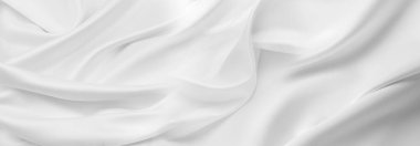 Dalgalanan beyaz ipek kumaş çizgilerinin yakınlaştırılması