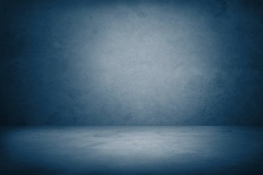 Boş mavi zemin ve boş duvar