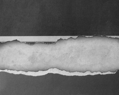 Gri arkaplan üzerinde yırtılmış kağıt, kopyalamak için boşluk