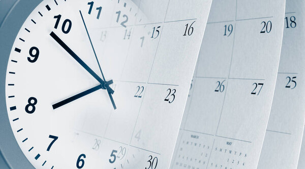 Clock face and calendar composite