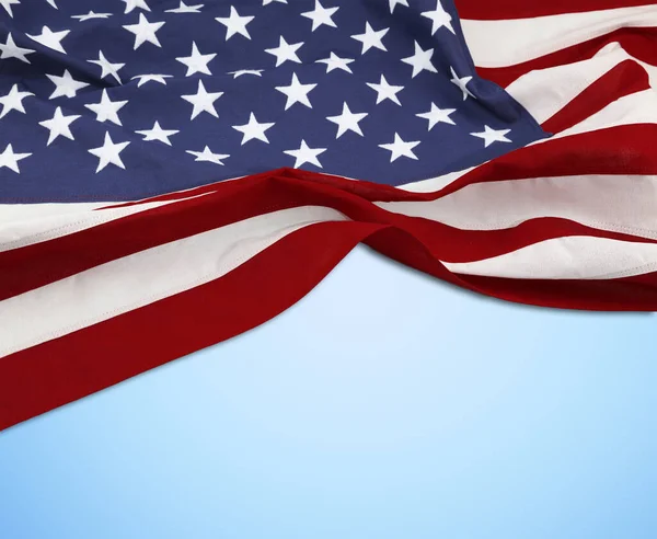 Bandera Americana Sobre Fondo Azul —  Fotos de Stock