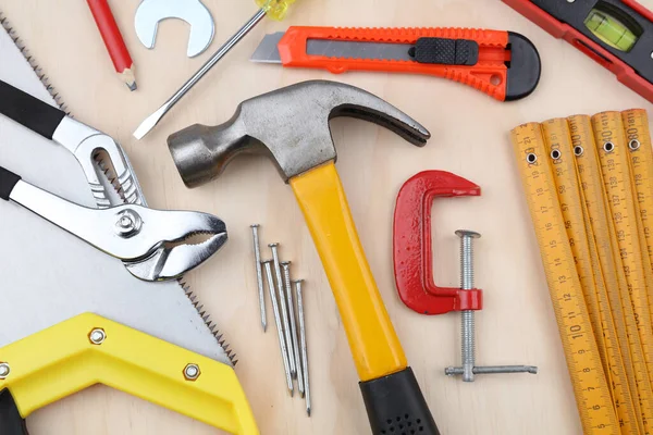 Assorted Work Tools Wood — Stock Photo, Image