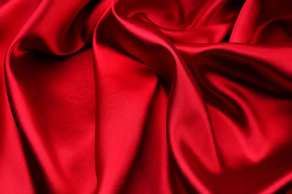 Closeup Rippled Red Silk Fabric — Stock Photo, Image