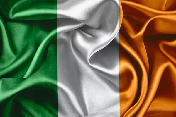 Gros Plan Drapeau Irlandais Soyeux — Photo