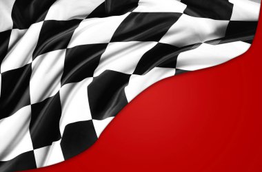 Kırmızı arkaplanda işaretlenmiş siyah beyaz bayrak