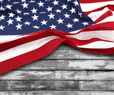 Amerikan bayrağı ve tahta tahtalar