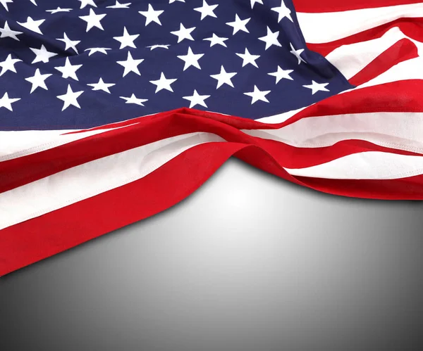 Americká Vlajka Šedém Pozadí — Stock fotografie