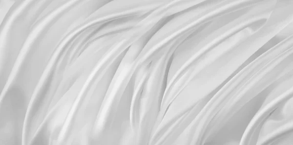 Nahaufnahme Von Wellenförmigen Weißen Seidenstofflinien — Stockfoto