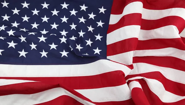 Nahaufnahme Einer Gerafften Amerikanischen Flagge — Stockfoto