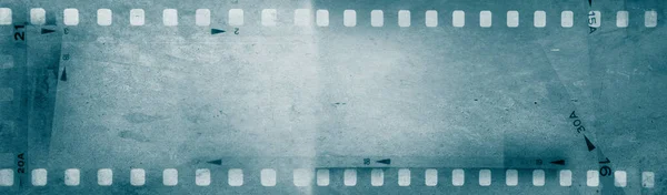 Blue Film Strip Negative Frames Background — Stock Photo, Image