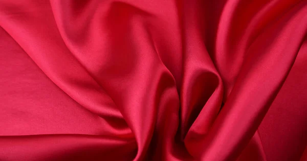 Closeup Rippled Red Silk Fabric — Stock Photo, Image