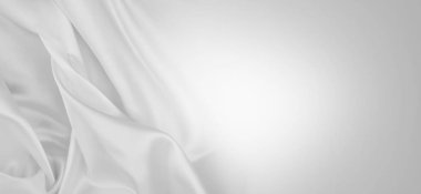 Dalgalanan beyaz ipek kumaş çizgilerinin yakınlaştırılması