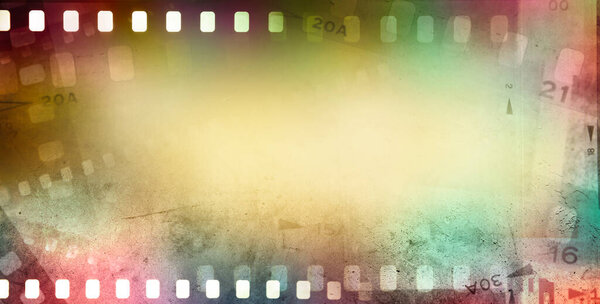 Colorful film negative frames background