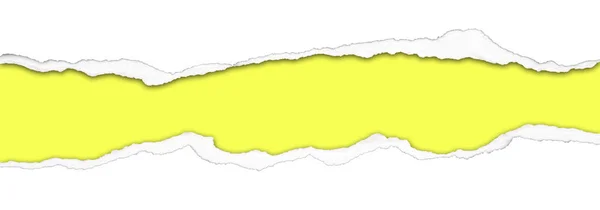 Roztrhané Papír Žlutém Pozadí — Stock fotografie