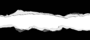 Düz arkaplanda yırtılmış siyah kağıt, kopyalamak için boşluk