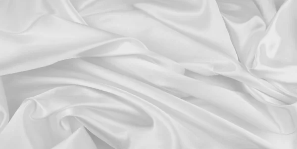 Close Rippled White Silk Fabric Lines — Stock Photo, Image