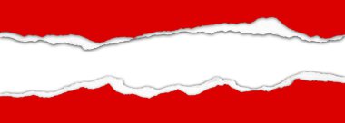 beyaz zemin üzerine kırmızı kağıt yırtık delik