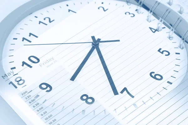 Clock and diary — Stock Photo, Image