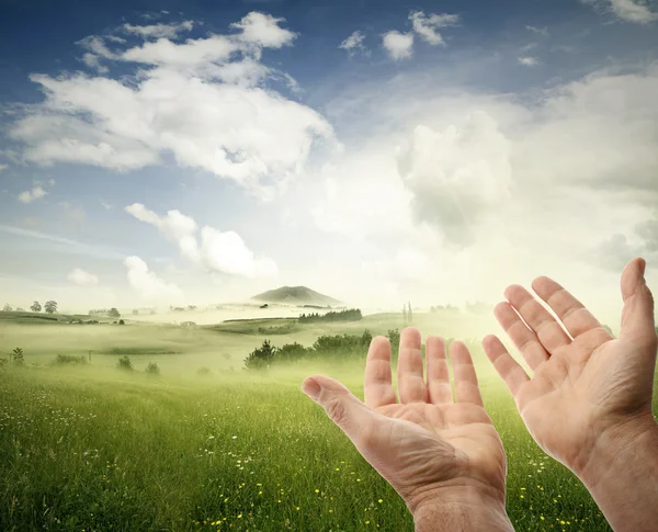 Hände in den Himmel — Stockfoto