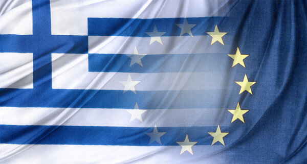 Greek and Europe flags 