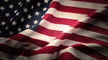 Grunge Amerikan bayrağına yakın plan