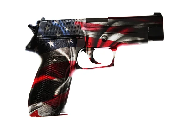 Gun and flag — Stock Photo, Image