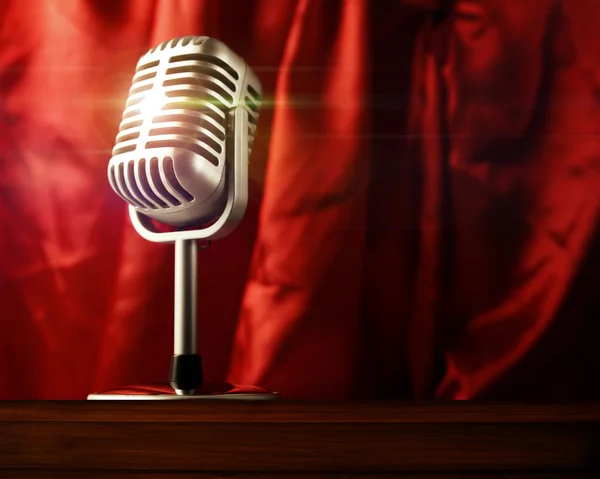 Microphone and curtains — Stock Photo, Image