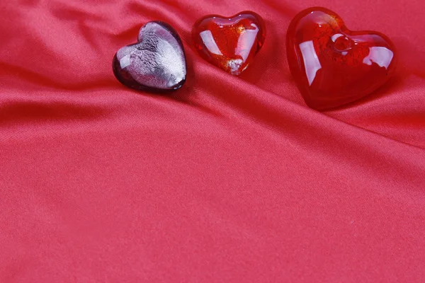 Hearts on silk — Stock Photo, Image
