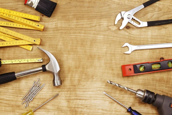 Tools on wood — Stock Photo, Image